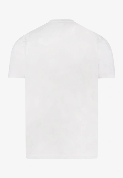 Tom Ford White Crewneck T-shirt With Tf Embroidery In Lyocell And Cotton Blend Man In White
