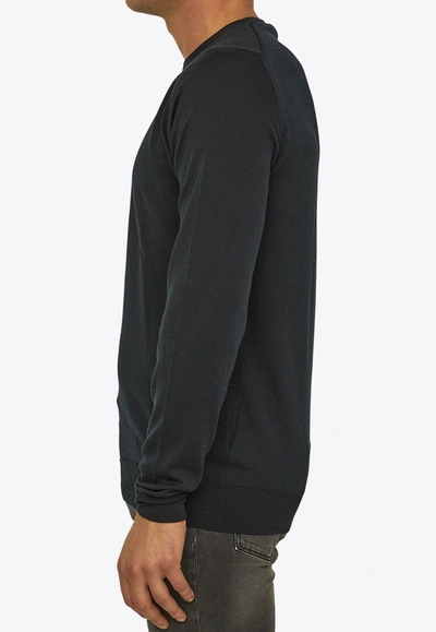 Shop John Smedley Crewneck Wool Sweater In Black