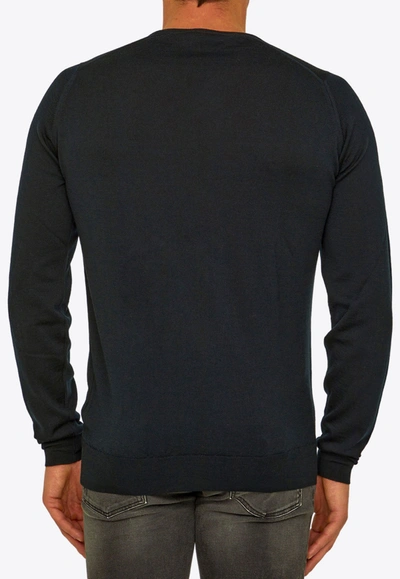 Shop John Smedley Crewneck Wool Sweater In Black
