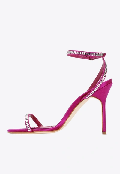 Manolo Blahnik Crinastra 105 Crystal Embellished Sandals In Pink