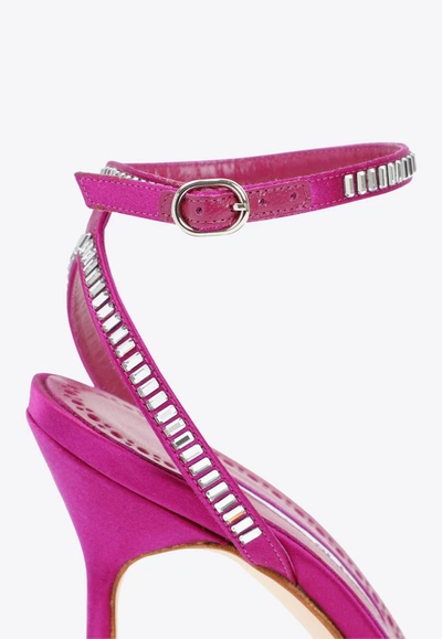Manolo Blahnik Crinastra 105 Crystal Embellished Sandals In Pink
