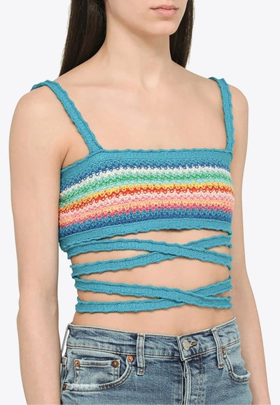 Shop Alanui Crochet Cropped Top In Multicolor