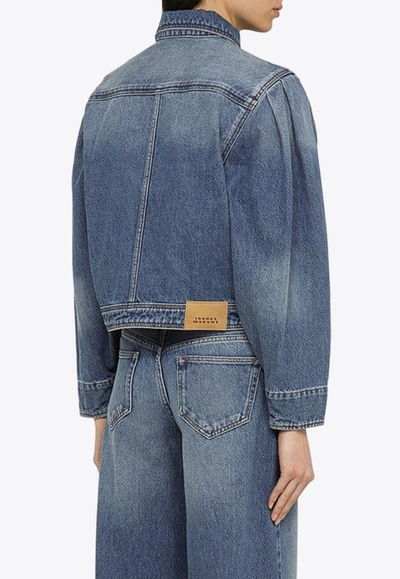 Shop Isabel Marant Cropped Denim Jacket In Blue