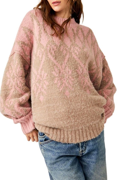 Shop Free People Fireside Tunic Sweater In Etheral Blush Combo