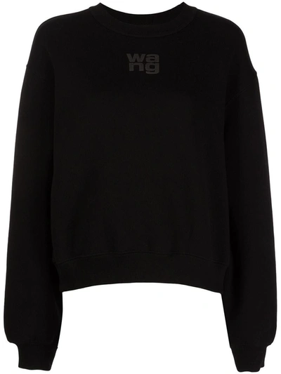 Shop Alexander Wang Essential Terry Crew Sweatshirt W/ Puff Paint Logo Clothing In 001 Black