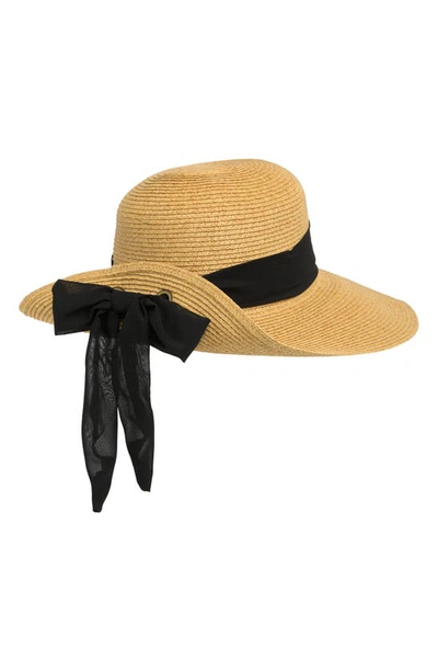 Nine West Ribbon Floppy Hat In Heather Tan