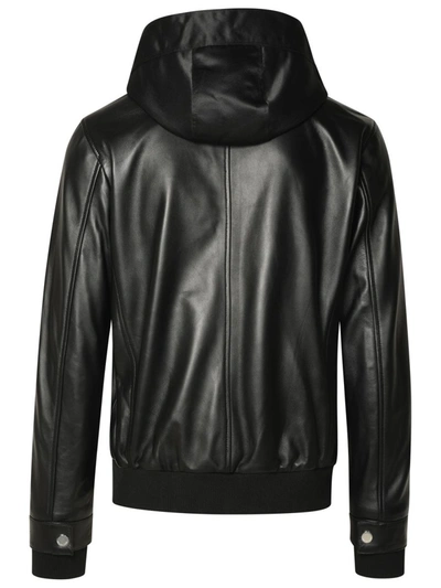 Shop Philipp Plein Black Leather Jacket