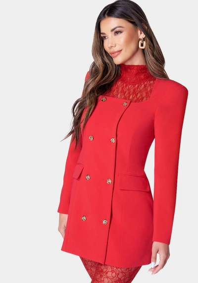 Shop Bebe Open Neck Tailored Blazer In Salsa