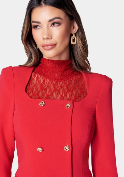 Shop Bebe Open Neck Tailored Blazer In Salsa