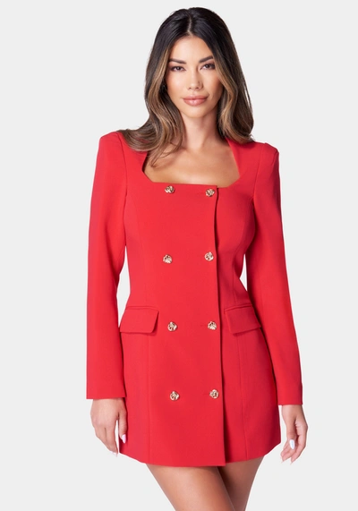 Shop Bebe Open Neck Tailored Blazer In Salsa