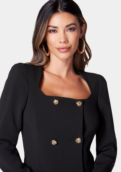 Bebe Open Neck Tailored Blazer In Black