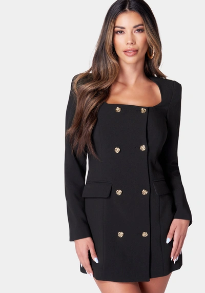 Bebe Open Neck Tailored Blazer In Black