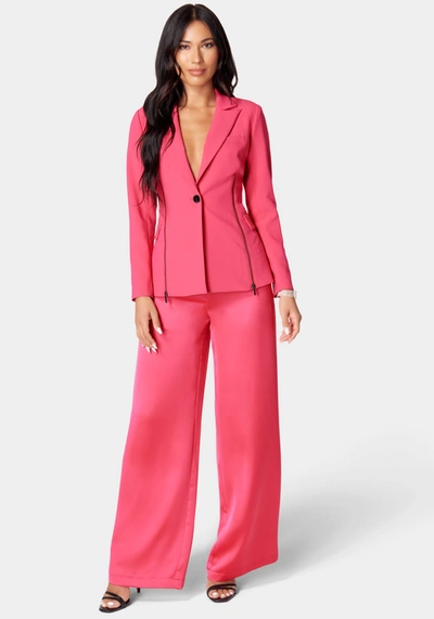 Bebe Satin Wide Leg Pant In Raspberry Sorbet