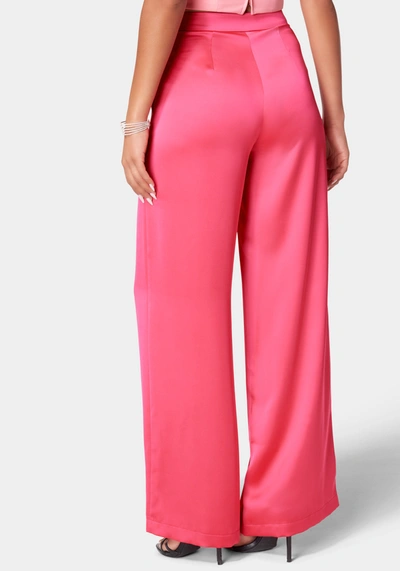 Bebe Satin Wide Leg Pant In Raspberry Sorbet