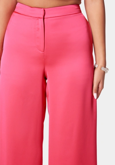 Shop Bebe Satin Wide Leg Pant In Raspberry Sorbet