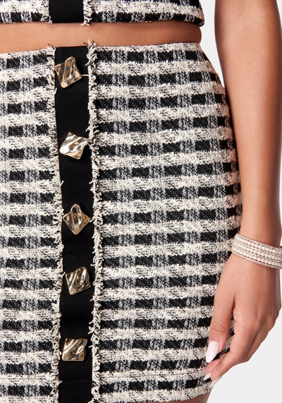 Bebe Stretch Boucle Midi Skirt In White Alyssum,black