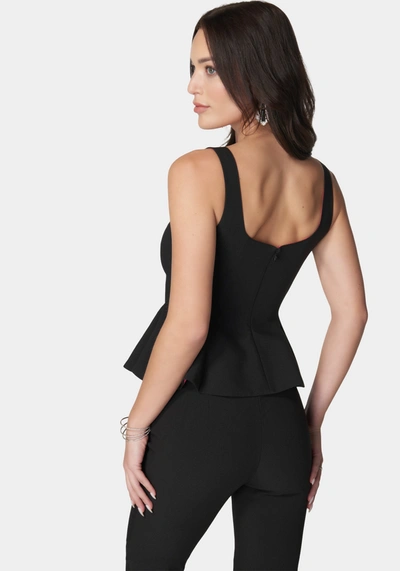 Bebe Thin Strap Peplum Top In Black