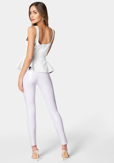 Bebe High Waist Liquid Shine Legging In Lavender Fog