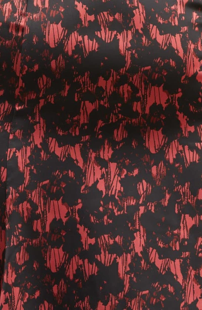 Shop Chelsea28 Flutter Sleeve Cutout Satin Midi Dress In Red- Black Dreamy Blooms