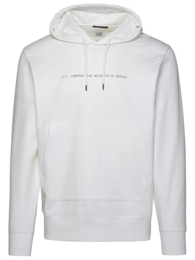 Shop C.p. Company 'stretch Fleece' White Cotton Sweatshirt