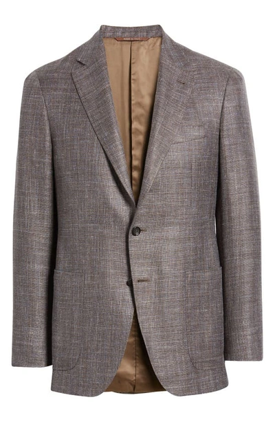 Shop Canali Kei Trim Fit Slub Wool & Silk Blend Sport Coat In Brown