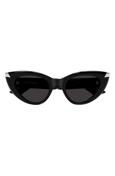 Shop Alexander Mcqueen 50mm Cat Eye Sunglasses In Black