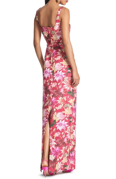 Shop Sachin & Babi Lana Floral Sheath Gown In Deep Pink Dahlia