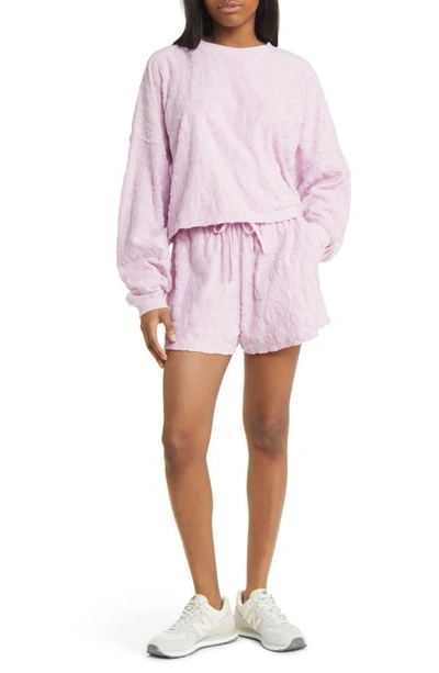 Billabong Loosen Up Jacquard Terry Cloth Shorts In Lilac Smoke