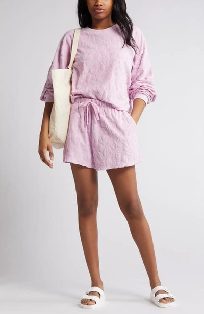 Billabong Loosen Up Jacquard Terry Cloth Shorts In Lilac Smoke