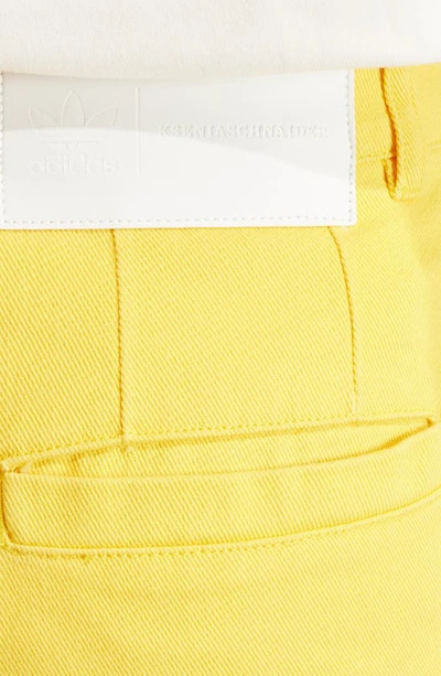 Shop Adidas Originals X Kseniaschnaider Lifestyle 3-stripe Wide Leg Jeans In Bold Gold