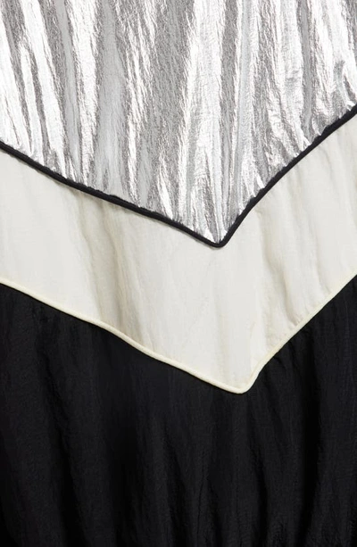 Golden Goose Star Patchwork Windbreaker Nylon Jacket In Silver/ Dark Papyrus/ Black