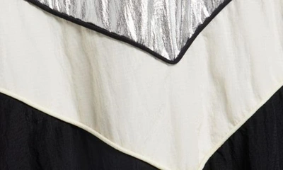 Golden Goose Star Patchwork Windbreaker Nylon Jacket In Silver/ Dark Papyrus/ Black