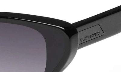 Shop Quay X Guizio Slate 37mm Gradient Cat Eye Sunglasses In Black/ Smoke