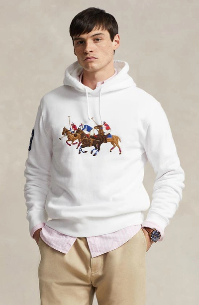 Shop Polo Ralph Lauren Embroidered Polo Ponies Graphic Hoodie In White