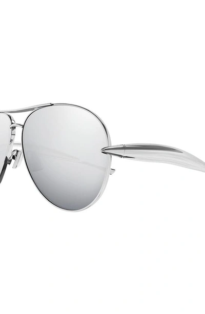 Shop Bottega Veneta 64mm Oversize Pilot Sunglasses In Silver