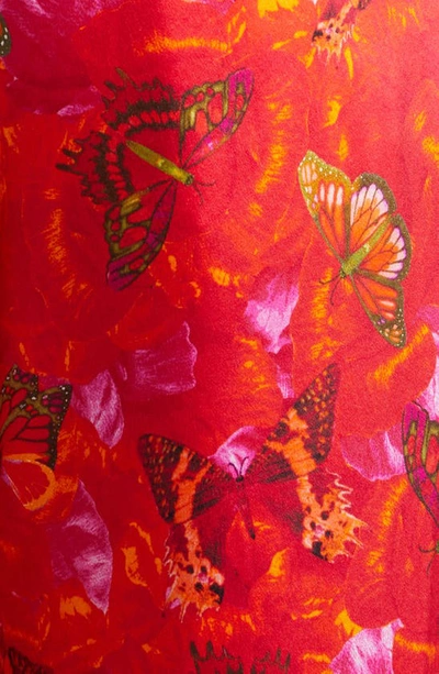 Shop L Agence Luvvy Butterfly Print Silk Straight Leg Trousers In Multi Butterfly Petal