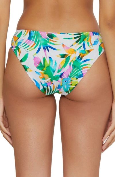 Shop Becca Isla Verde Seersucker Bikini Bottoms In White Multi