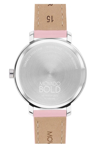 Shop Movado Bold Evolution 2.0 Leather Strap Watch, 34mm In Pink