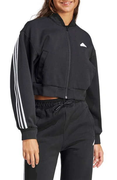 Shop Adidas Originals Future Icons 3-stripes Bomber Jacket In Black/ White