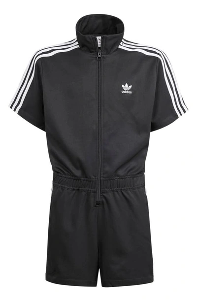 Shop Adidas Originals Kids' 3-stripes Recycled Polyester Romper In Black