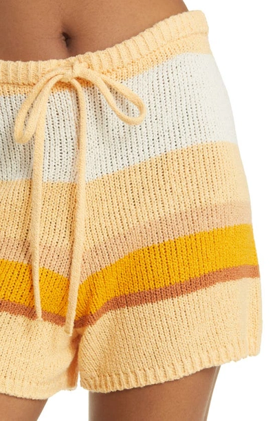 Shop Billabong Sol Time Stripe Knit Drawstring Shorts In Citrus Glow