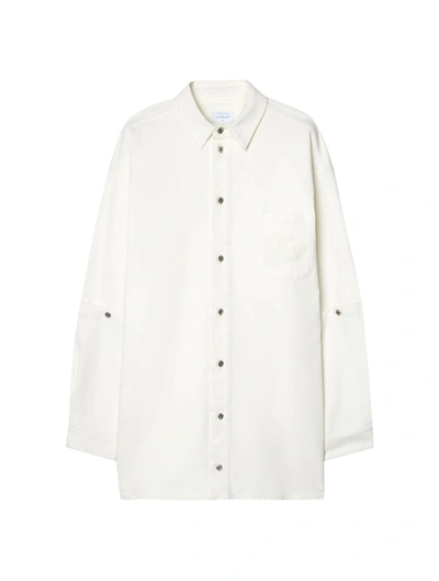 Shop Off-white 90s Logo-appliqué Cotton Shirt In Nude & Neutrals