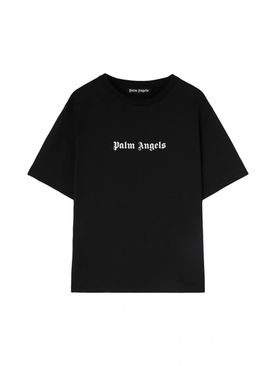 Shop Palm Angels Crewneck T-shirt With Print In Black