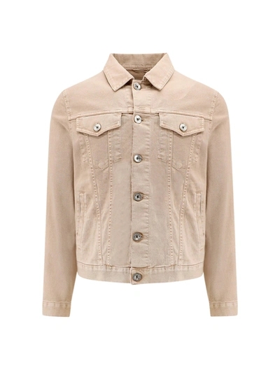 Shop Brunello Cucinelli Four-pocket Jacket In Light, Garment-dyed Comfort Cotton Denim In Nude & Neutrals