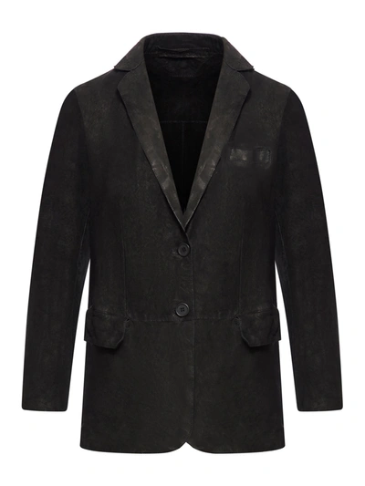 Shop Salvatore Santoro Leather Blazer In Black