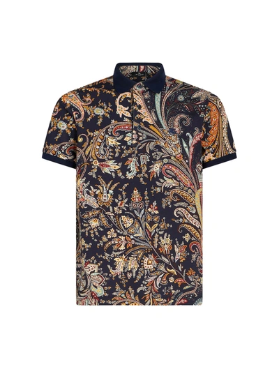 Shop Etro Paisley-print Cotton Polo Shirt In Brown