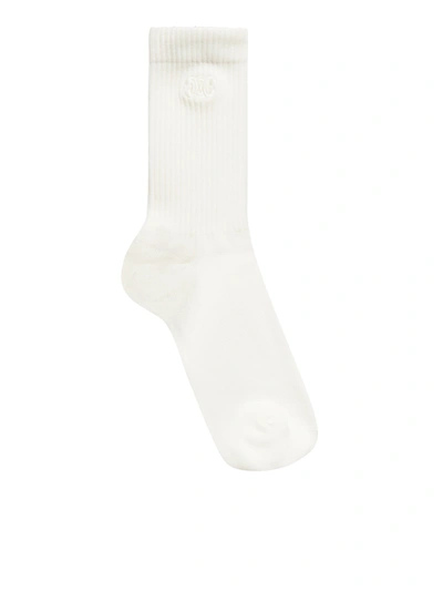 Shop Celine Ribbed Socks In Nude & Neutrals