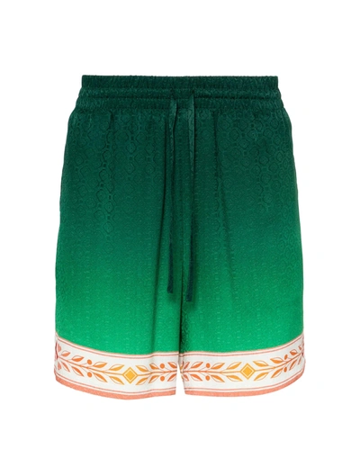 Shop Casablanca Silk Shorts With Drawstrings In Multicolour