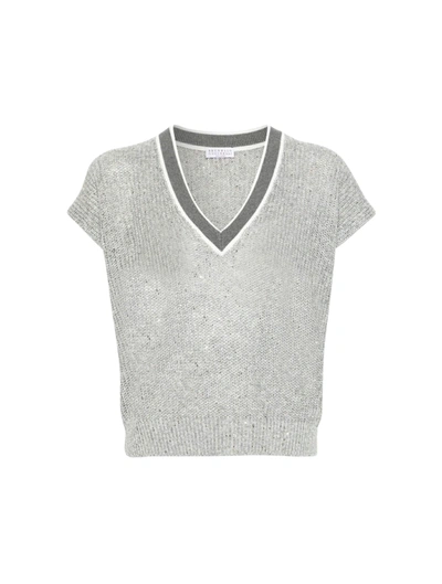 Shop Brunello Cucinelli V-neck Sweater In Grey
