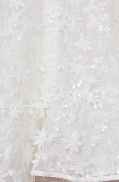 Shop Reiss Kids' Floral Appliqué Sequin Dress In Ivory